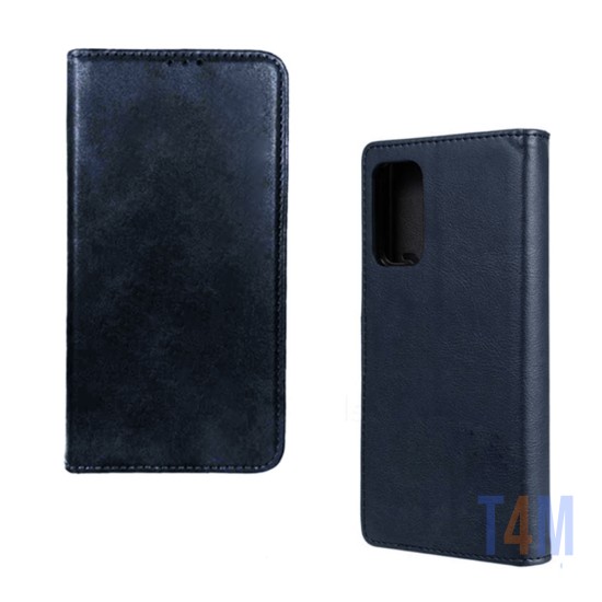 Funda Abatible de Cuero con Bolsillo Interno para Xiaomi Redmi 10 Azul